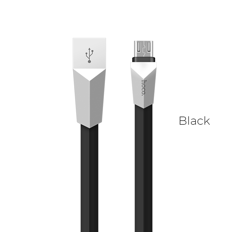 

Кабель USB-Micro USB, плоский, 2.4A, 1.2м, черный HOCO Zinc Alloy rhombus X4 (УТ-00000373), X4