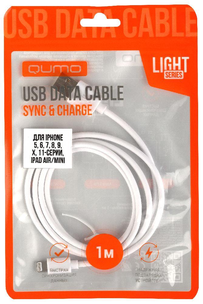 

Кабель USB-Lightning 8-pin, 1.4A, 1м, белый Qumo light series (30502)