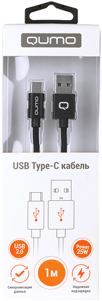 

Кабель USB-USB Type-C, 5A, 1м, черный Qumo ( 22472)