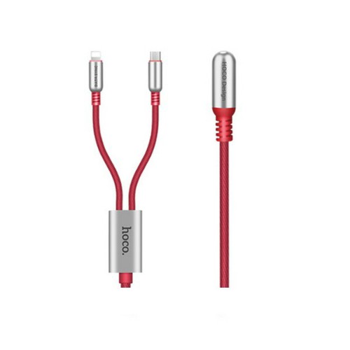 

Кабель Lightning 8-pin+Micro USB-USB, 1.5м, красный HOCO Capsule U17 (6957531059004 ), U17
