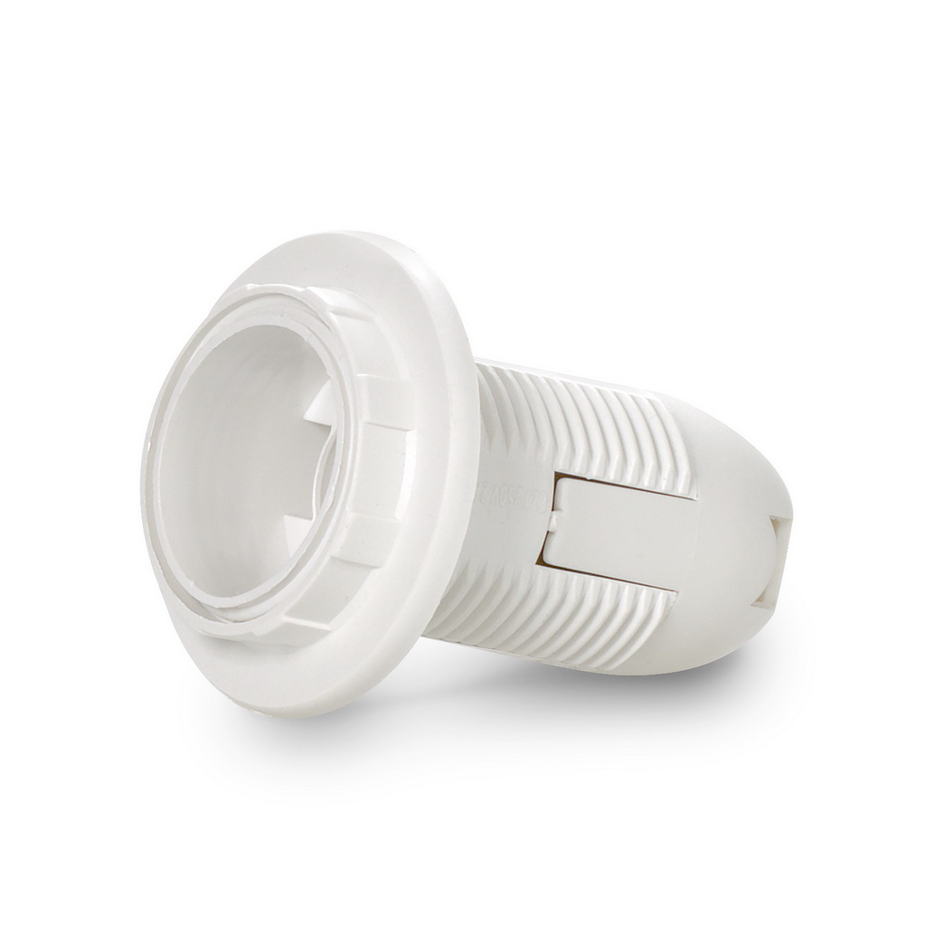 Патрон пластиковый Smart Buy для светодиодных/накаливания/энергосберегающих ламп, с кольцом, белый (SBE-LHP-sr-E14-ns)