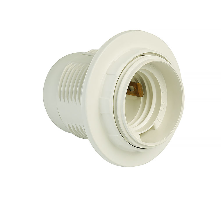 Патрон пластиковый Smart Buy для светодиодных/накаливания/энергосберегающих ламп, с кольцом, белый (SBE-LHP-sr-E27)