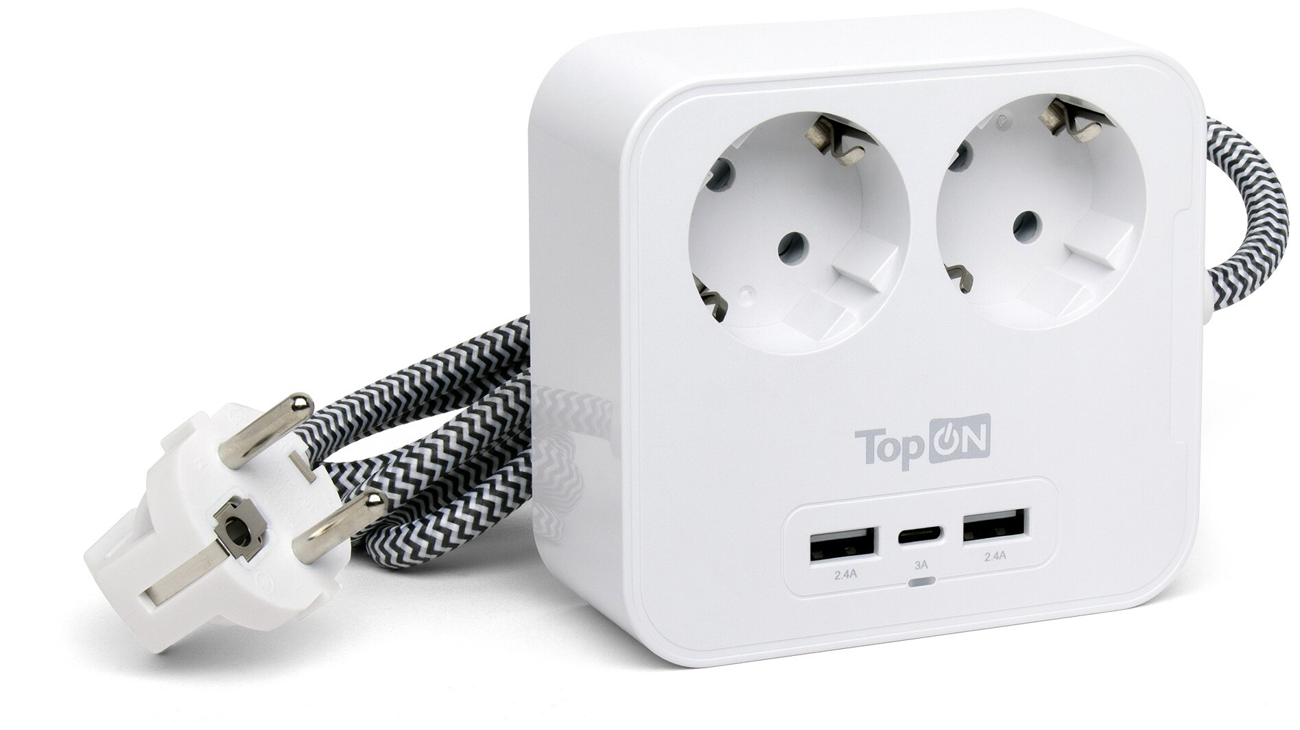 Сетевой фильтр TopON TOP-PWS2, 2-розетки, 1.5 м, белый