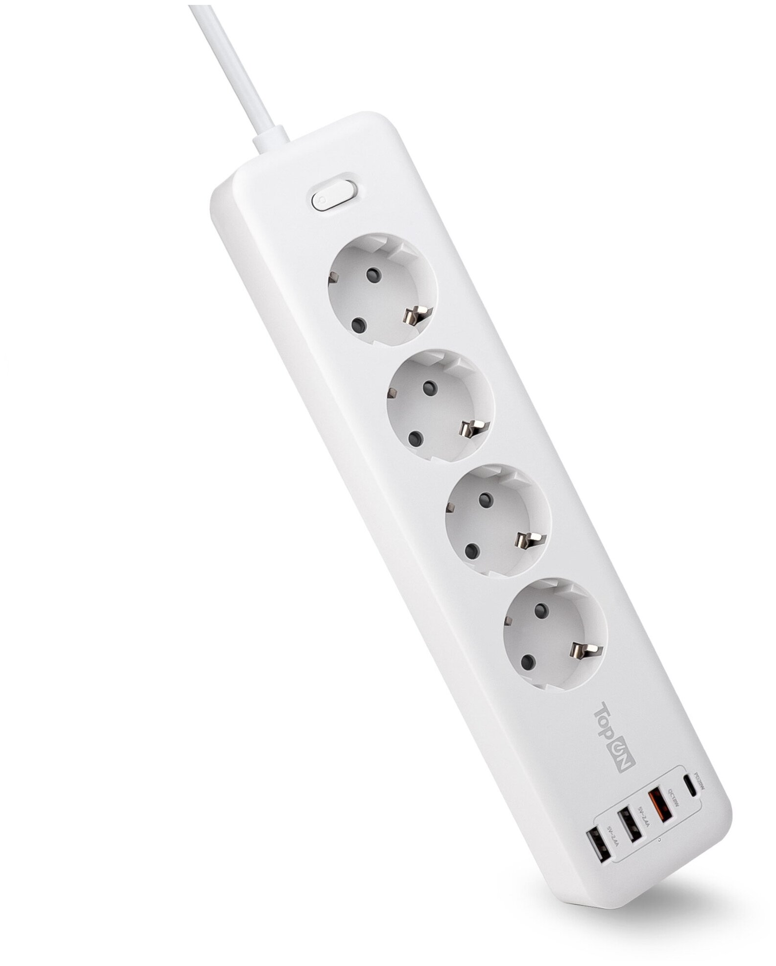

Сетевой фильтр TopON TOP-PWS4, 4-розетки, 3 USB и 1 USB-C, 1.8 м, белый (103080), TOP-PWS4