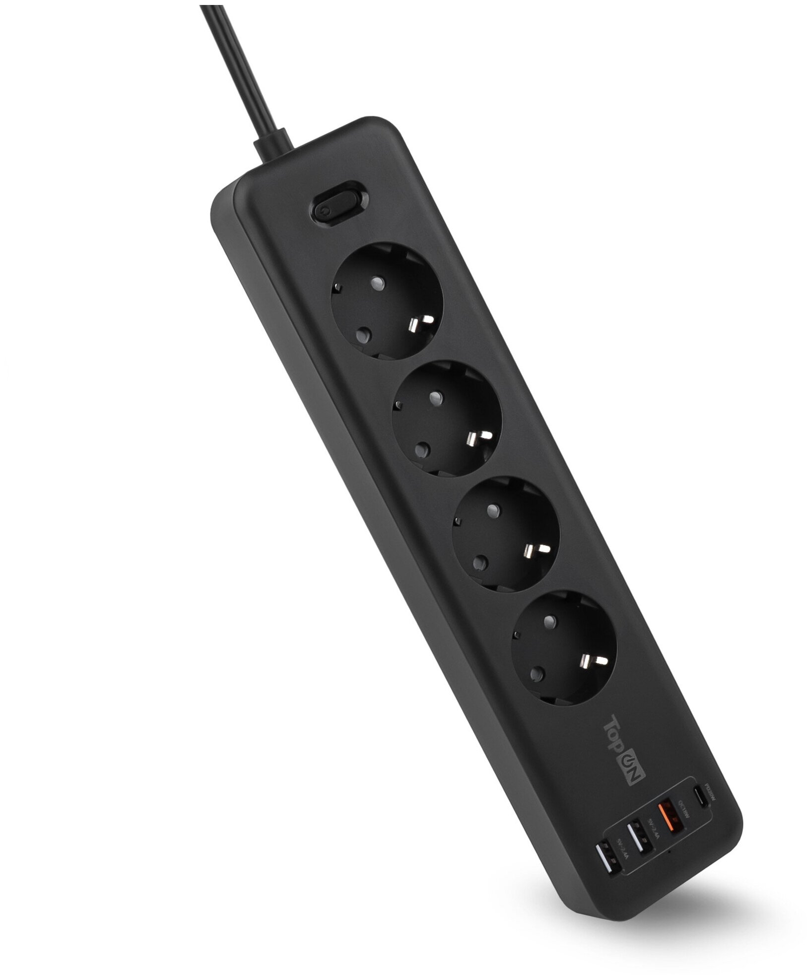 

Сетевой фильтр TopON TOP-PWS4, 4-розетки, 3 USB и 1 USB-C, 1.8 м, черный (103081), TOP-PWS4