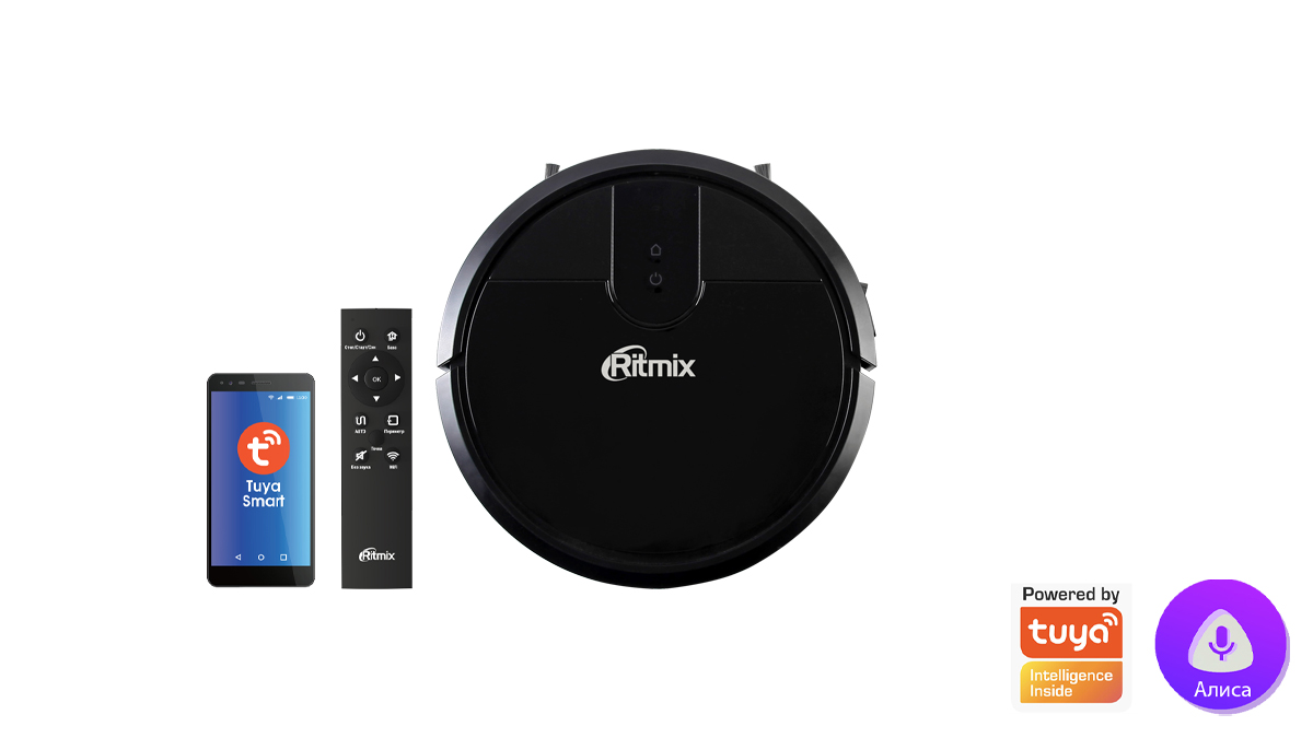 

Робот-пылесос Ritmix VC-030WB Пульт ДУ, черный, VC-030WB