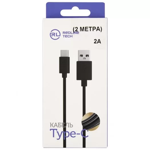 

Кабель USB Type-C-USB, 2A, 2м, черный Red Line (УТ000024664)