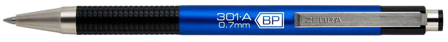 Ручка шариковая автомат Zebra 301A, синий, Алюминий (26342)