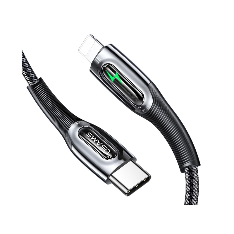 

Кабель Lightning 8-pin-USB Type-C, 1.2м, черный USAMS US-SJ518 (SJ518USB01), US-SJ518