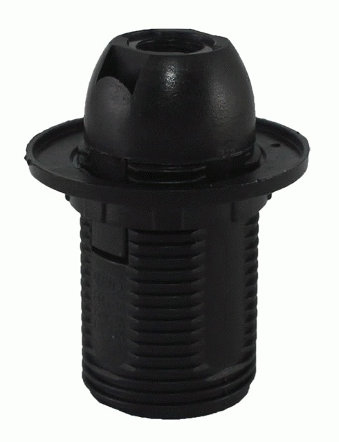 Патрон пластиковый TDM для светодиодных/накаливания/энергосберегающих ламп, с кольцом, черный (SQ0335-0058)