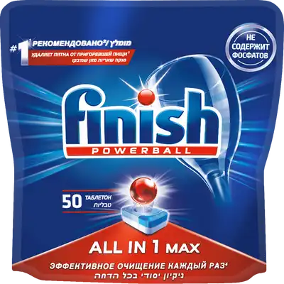 

Таблетки для посудомоечной машины Finish All in One Max, 50шт. (3018752), 0