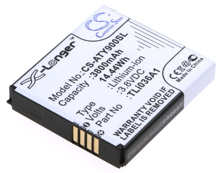 

Аккумулятор CameronSino CS-ATY900SL/ATY900SL для Alcatel Link Y900 , Li-Ion, 3800mAh, 3.8V (TLi036A1), CS-ATY900SL