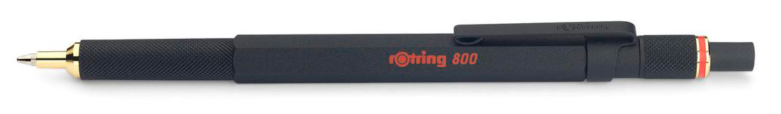 Ручка шариковая автомат Rotring 800, черный, металл, коробка (2032579)