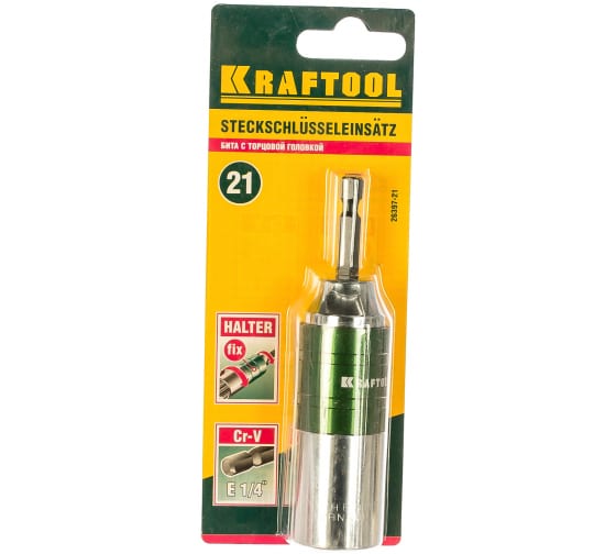 

Бита с торцевой головкой Kraftool EXPERT 21мм, 110мм, 1/4 (тип Е), 1шт. (26397-21)