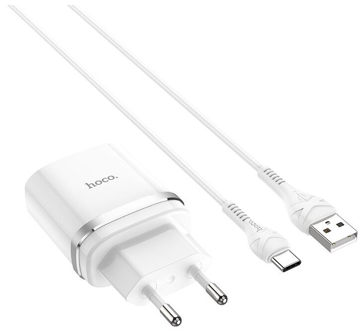 

Сетевое зарядное устройство Hoco C12Q 18W, 1USB, Quick Charge, 3A, белый (6931474716309), кабель USB Type C, C12Q