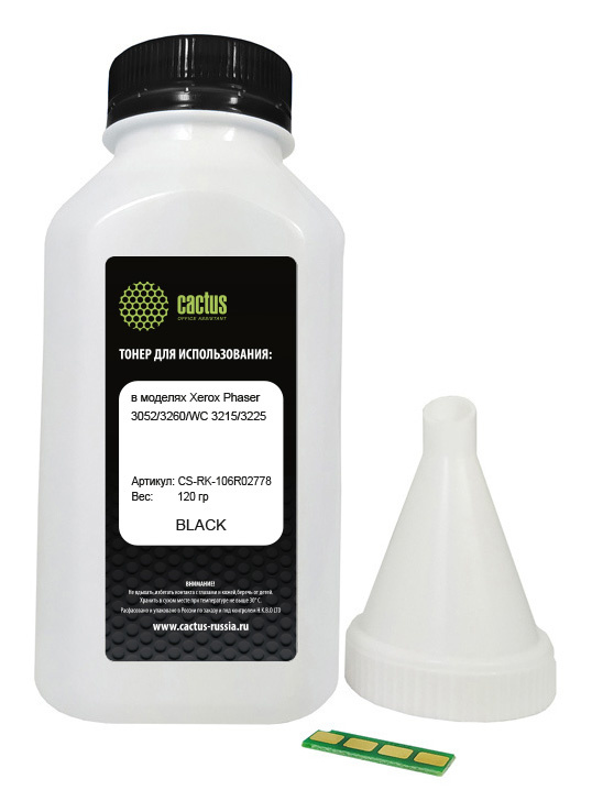 

Заправочный набор лазерный Cactus CS-RK-106R02778, 120 г, черный для Xerox Phaser 3052/3052NI/3260/3260NI, WorkCentre 3215/3215DN/3215NI/3255/3255DNI (106R02778) совместимый, с чипом