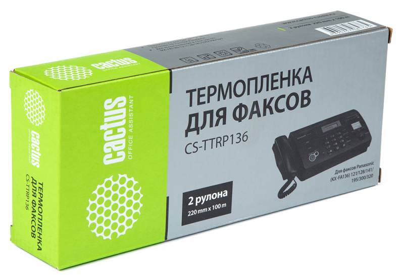 Термопленка Cactus CS-TTRP136 для Panasonic (KXF-A136) FP10х/121/128/141/195/2xx/300/302/320/330 (2x100м) Плохая упаковка