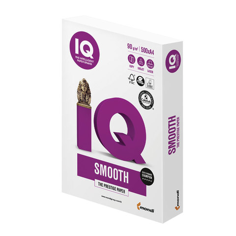 

Бумага A4 90г/м² 500 листов, 170% CIE, IQ SMOOTH, Белый, 0