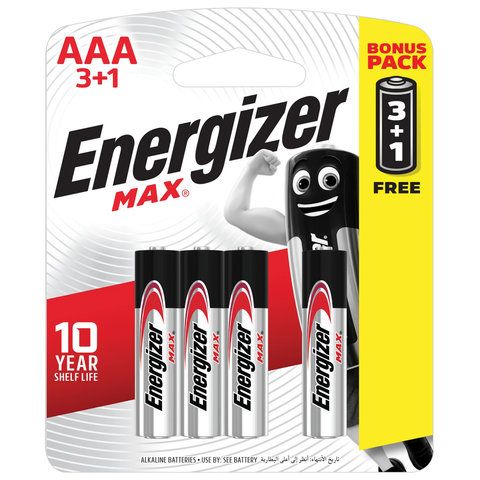 

Батарея Energizer MAX, AAA (LR03, 24А), 1.5V, 4шт. ( E300248501S)