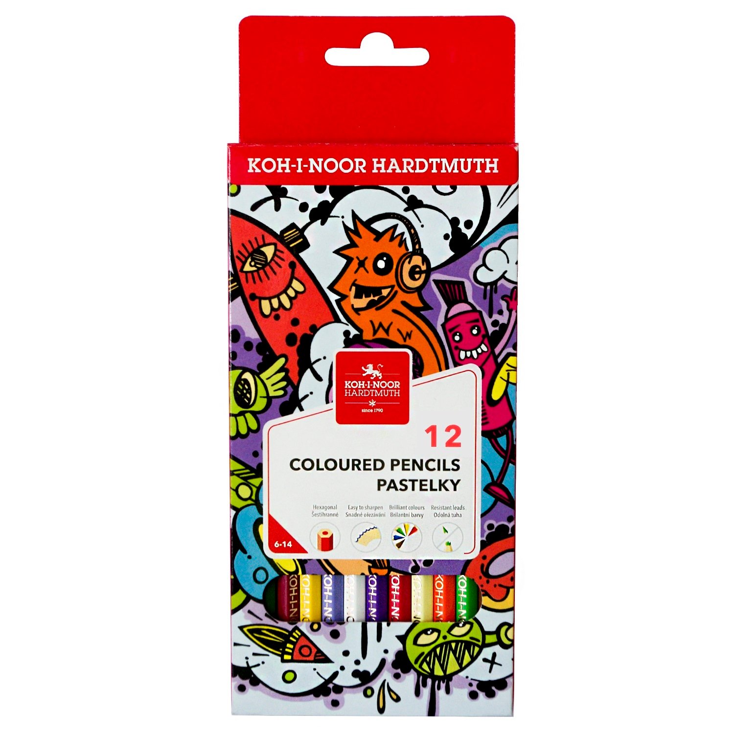 

Набор цветных карандашей KOH-I-NOOR 3552, шестигранные, 12 шт., заточенные (3552012042KS), 3552