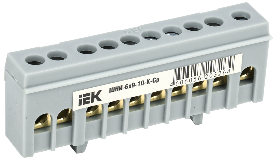 Шина соединительная IEK ШНИ-6х9-10-К-Ср, типа PIN, 1P, 100A, модулей 10 (YNN10-69-10KD-K02)