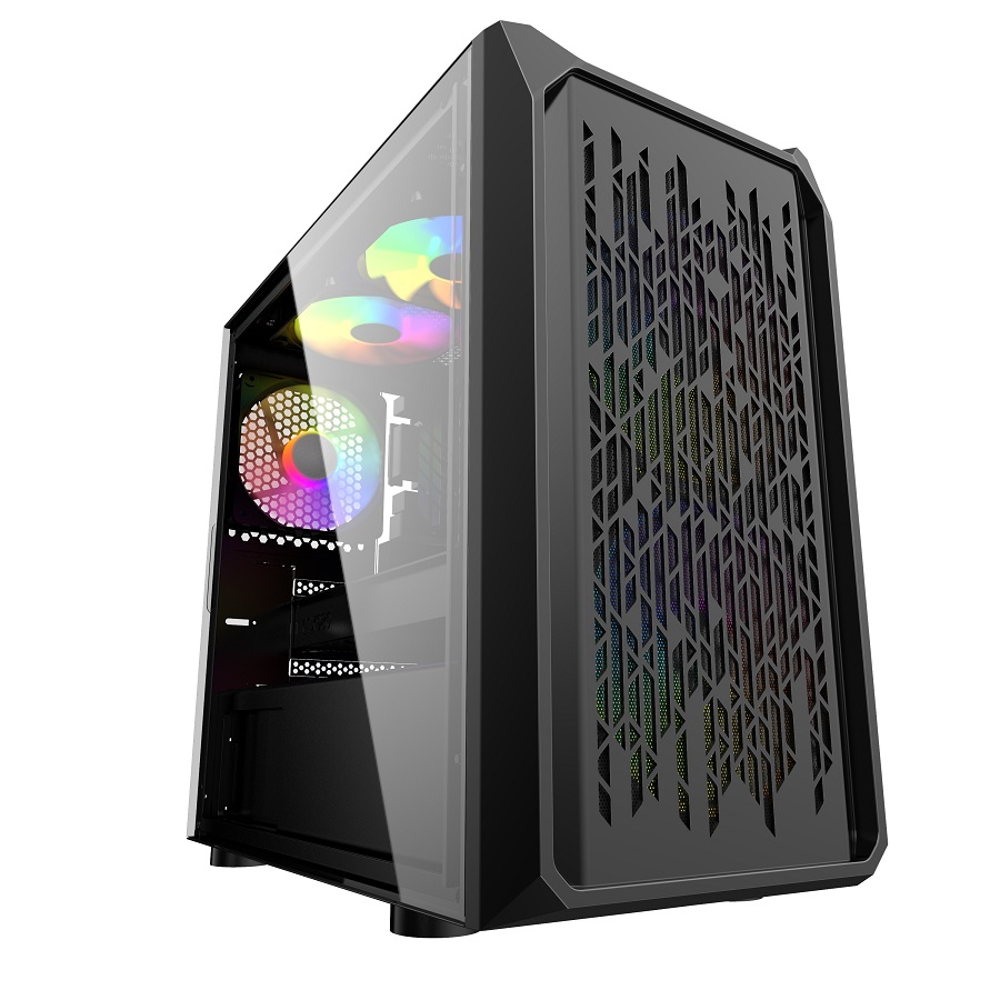 Корпус PowerCase Alisio Micro X3B, mATX, Mini-Tower, USB 3.0, RGB подсветка, черный, без БП (CAMIB-L3)