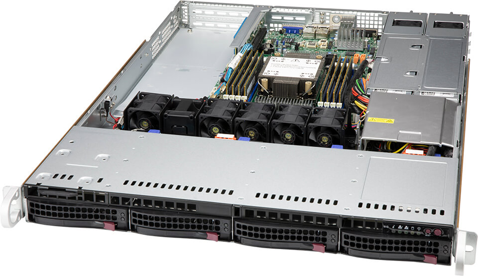 Серверная платформа SuperMicro 510P-WTR, 1xSocket4189, 8xDDR4, 4x3.5 HDD HS, 1xM.2-PCI-E/SATA, 2x10GLAN, IPMI, Redundant 2x600 Вт, 1U (SYS-510P-WTR)