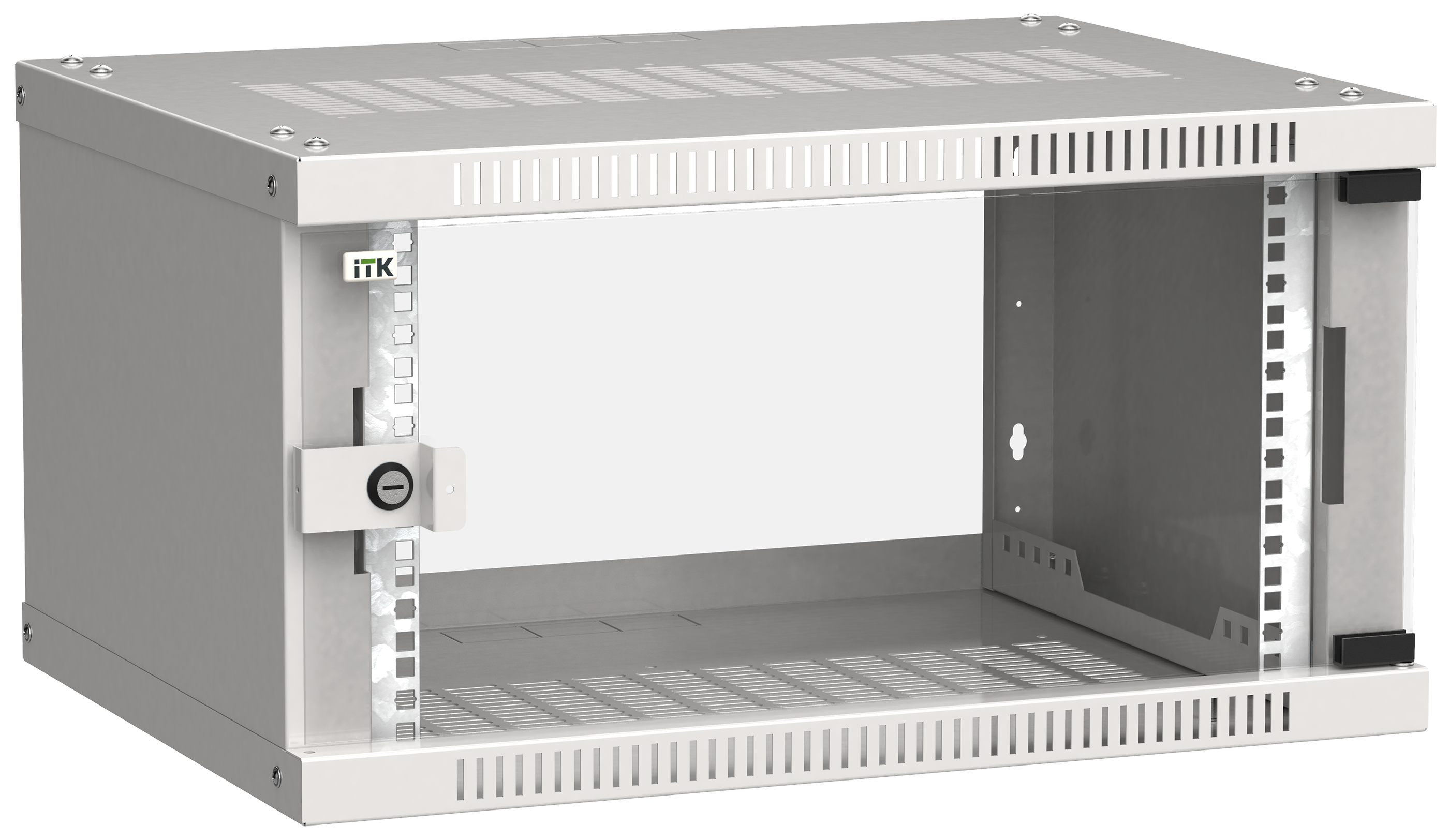Шкаф телекоммуникационный настенный 6U 600x450 мм, стекло, серый, разборный, ITK LINEA WE (LWE3-06U64-GF)