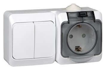 Блок розетка+выключатель Schneider Electric Этюд BPA16-242B,16А,