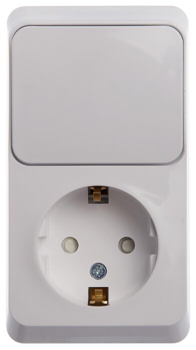 Блок розетка+выключатель Schneider Electric Этюд BPA16-201B,16А,, выключателей: 1, розеток: 1, белый (BPA16-201B)