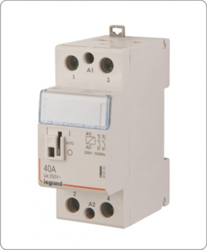

Контактор модульный двухполюсный (2P) 40А 400 В/230 В, AC, 3НО, IP20, LEGRAND (412549)