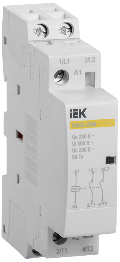 Контактор модульный 20А 230 В/230 В, AC, 2НО, IEK КМ20-20М