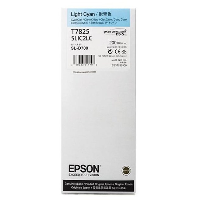

Картридж струйный Epson T7825 ( C13T782500), светло-голубой, оригинальный, объем 200мл для SureLab SL-D700, T7825