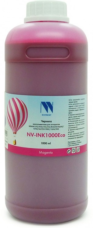 

Чернила NV-Print INK1000 Magenta Eco, 1 л, пурпурный, совместимые, экосольвентные для Epson, Mimaki, Mutoh, Roland, для устройств, оснащенных печатающими головами Epson DX4/ 5/ 7/ XP-600 (NV-INK1000MEco), INK1000 Magenta Eco