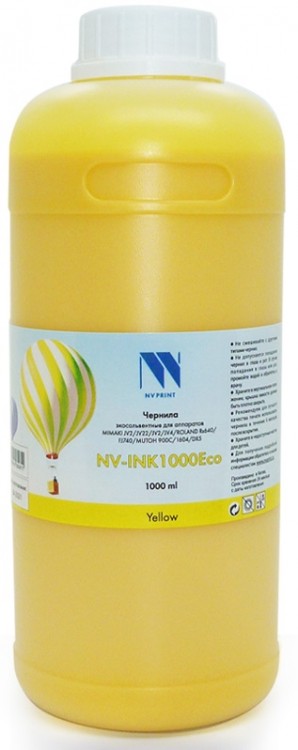 

Чернила NV-Print INK1000 Yellow Eco, 1 л, желтый, совместимые, экосольвентные для Epson, Mimaki, Mutoh, Roland, для устройств, оснащенных печатающими головами Epson DX4/ 5/ 7/ XP-600 (NV-INK1000YEco), INK1000 Yellow Eco