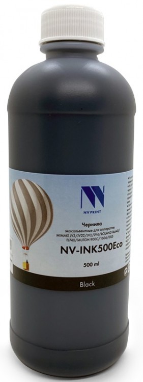 

Чернила NV-Print INK500 Black Eco, 500 мл, черный, совместимые, экосольвентные для Epson, Mimaki, Mutoh, Roland, для устройств, оснащенных печатающими головами Epson DX4/ 5/ 7/ XP-600 (NV-INK500BkEco), INK500 Black Eco