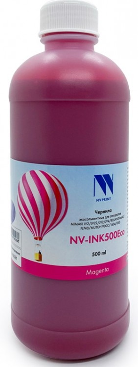 

Чернила NV-Print INK500 Magenta Eco, 500 мл, пурпурный, совместимые, экосольвентные для Epson, Mimaki, Mutoh, Roland, для устройств, оснащенных печатающими головами Epson DX4/ 5/ 7/ XP-600 (NV-INK500MEco), INK500 Magenta Eco