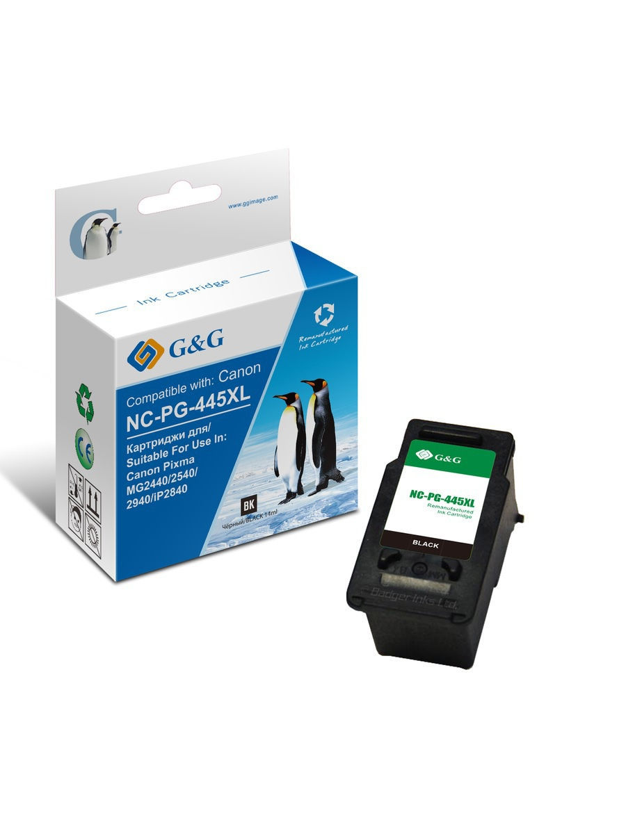 

Картридж струйный G&G NC-PG-445XL (PG-445XL/8282B001), черный, совместимый, 14мл, для Canon Pixma MP2440/2540/2940/IP2840