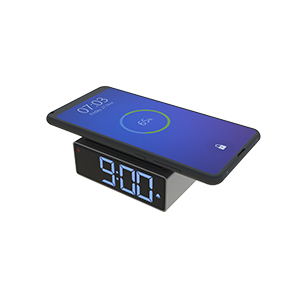 Часы-будильник с беспроводным зарядным устройством Ritmix RRC-900Qi, 10 Вт, 3А, для устройств с поддержкой стандарта QI, серый
