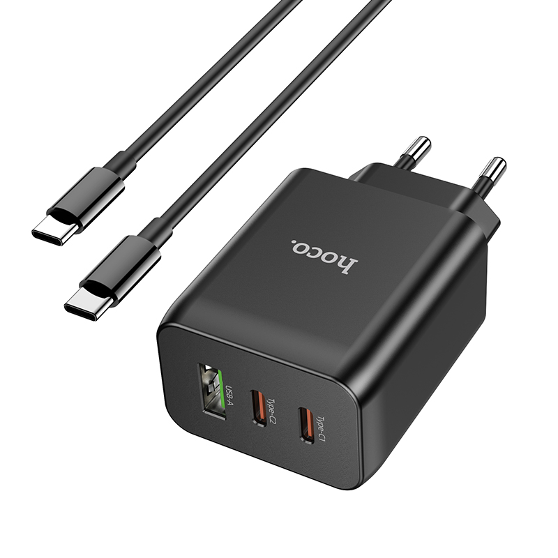 

Сетевое зарядное устройство Hoco N18 Phenomenon 65W, 1USB, USB type-C, Quick Charge, PD, 3A, черный (6931474748102), кабель USB Type C, N18 Phenomenon