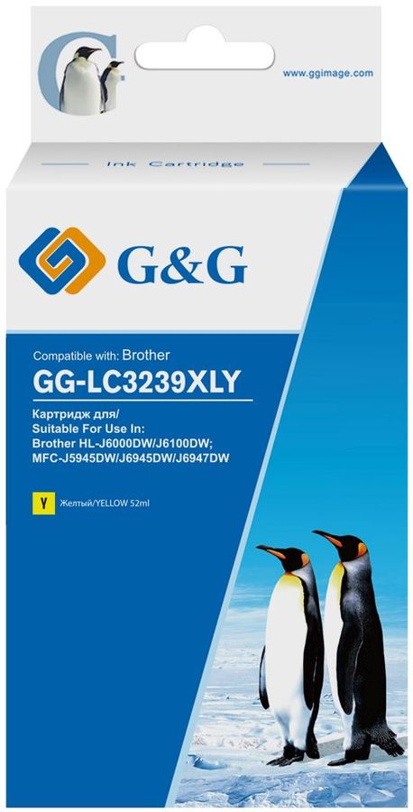 

Картридж струйный G&G GG-LC3239XLY (LC3239XLY), желтый, совместимый, 52мл, для Brother HL-J6000DW/J6100DW