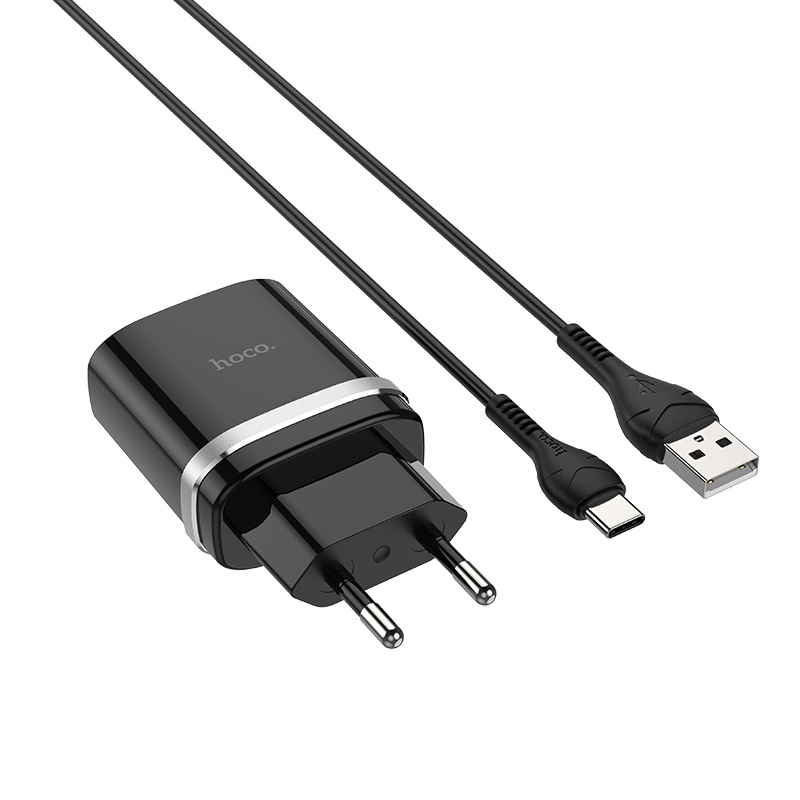 

Сетевое зарядное устройство Hoco C12Q 18W, 1USB, Quick Charge, 3A, черный (6931474716293), кабель USB Type C, C12Q