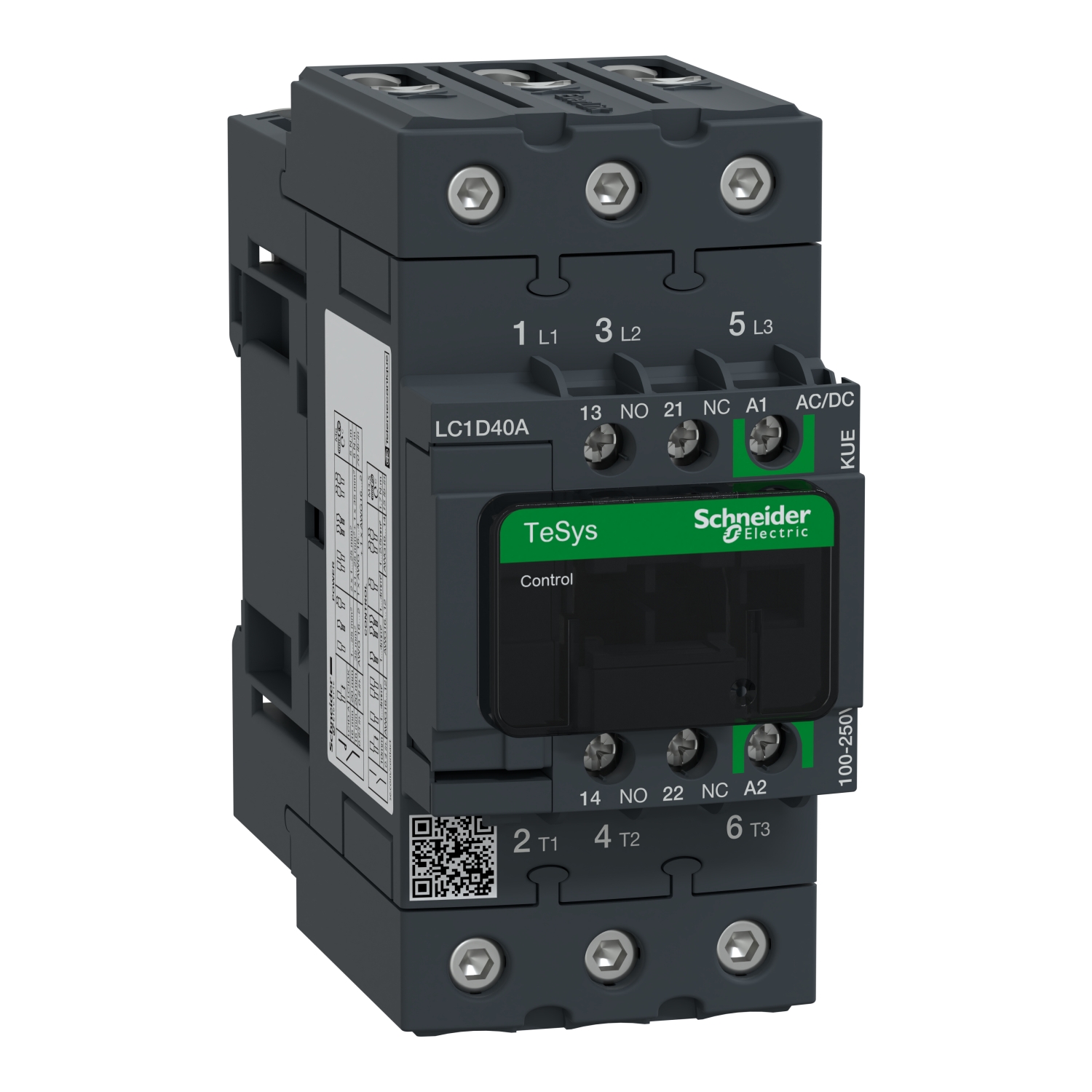 

Контактор 40A 230В, AC, 1НО + 1НЗ, SCHNEIDER ELECTRIC TeSys Deca (LC1D40AKUE), нет данных