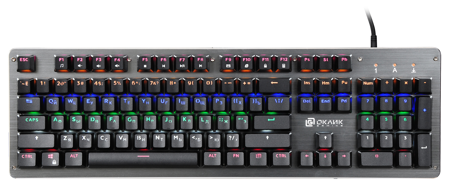 Клавиатура Oklick 970G Dark Knight, USB, черный/серебристый