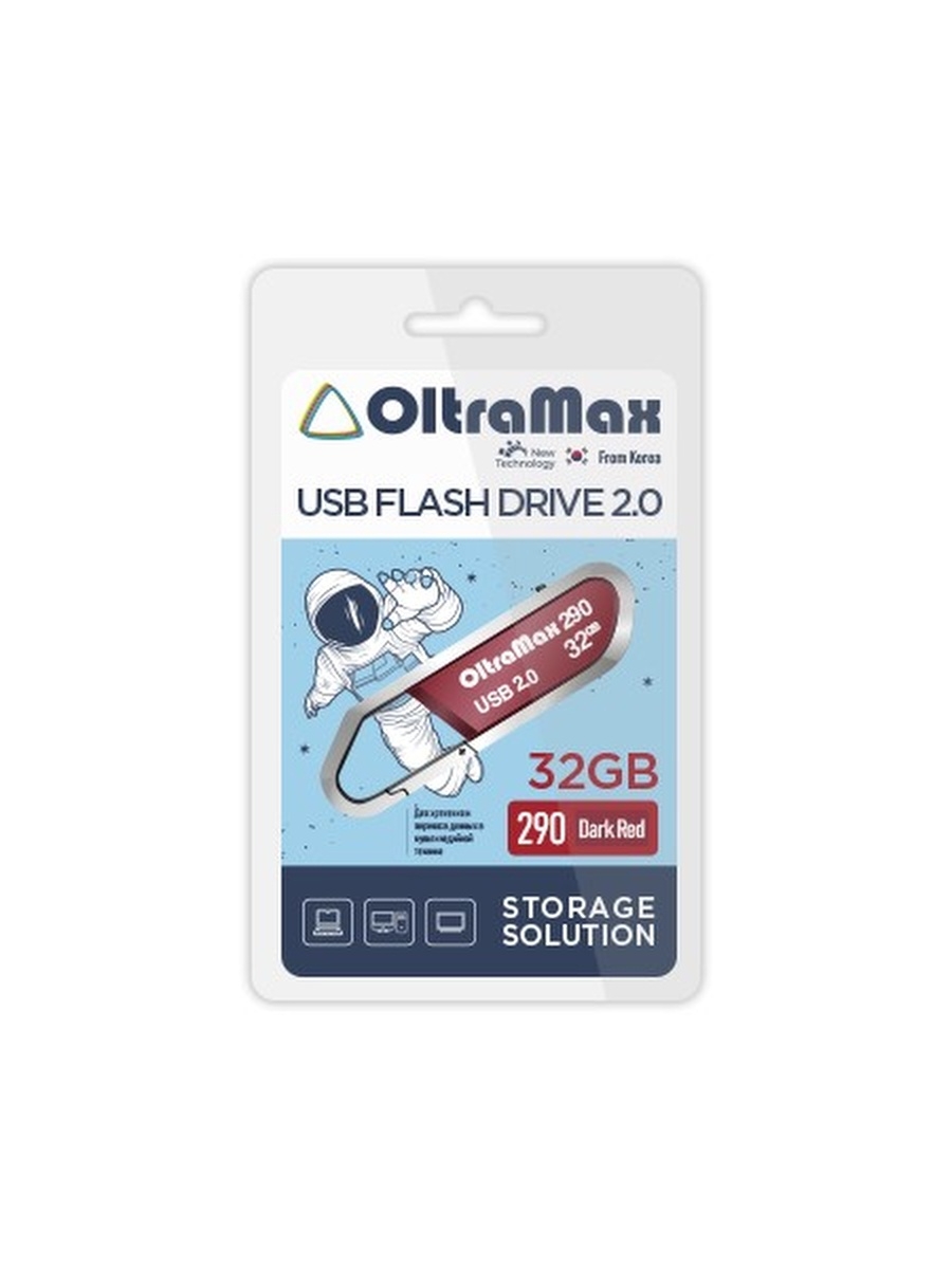 

Флешка 32Gb USB 2.0 OltraMax 290, темно-красный (OM-32GB-290-Dark Red), 290