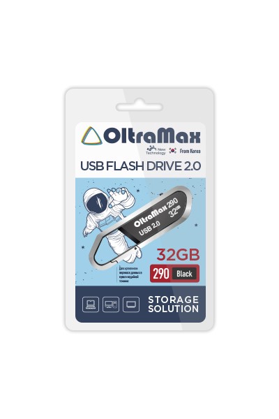 

Флешка 32Gb USB 2.0 OltraMax 290, черный (OM-32GB-290-Black), 290