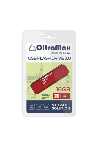 

Флешка 16Gb USB 2.0 OltraMax 310, красный (OM-16GB-310-Red), 310