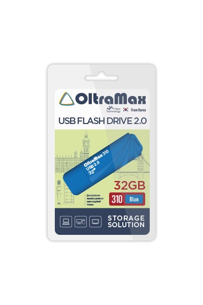 

Флешка 32Gb USB 2.0 OltraMax 310, синий (OM-32GB-310-Blue), 310