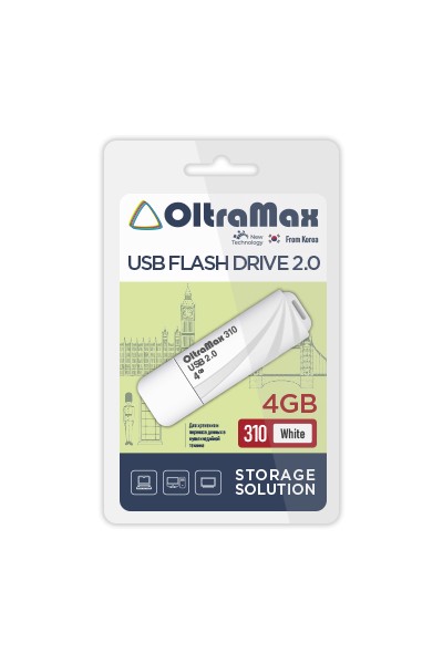 

Флешка 4Gb USB 2.0 OltraMax 310, белый (OM-4GB-310-White), 310