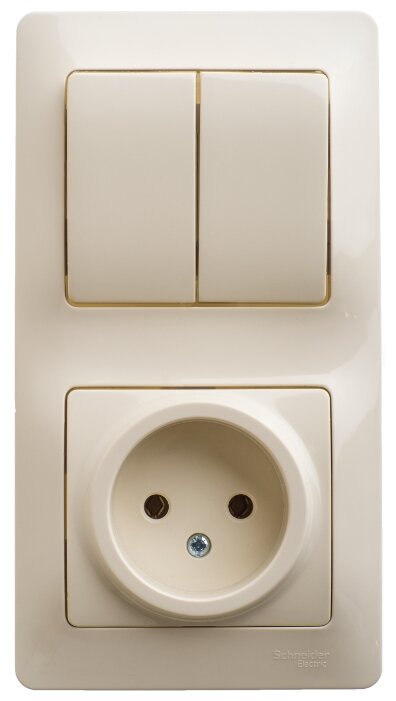 

Блок розетка+выключатель Schneider Electric GLOSSA GSL000272, выключателей: 2, розеток: 1, бежевый (GSL000272), GSL000272